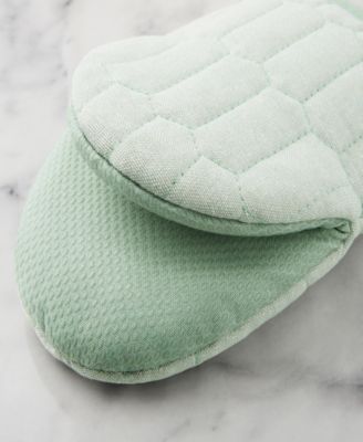 Honeycomb Quilted Chambray Mini Oven Mitt Set, 5.5" x 8"
