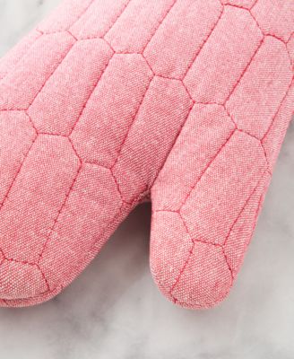 Honeycomb Quilted Chambray Oven Mitt Set, 7" x 13"