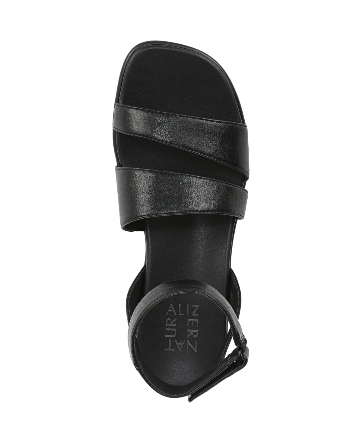 Naturalizer Women's Effie Square Toe Block Heel Flat Sandals In Black Faux Leather