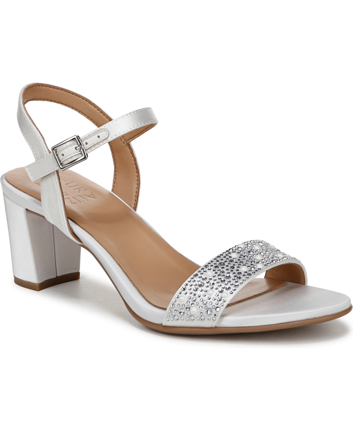 Naturalizer Bristol Ankle Strap Sandal In Pearl White Fabric