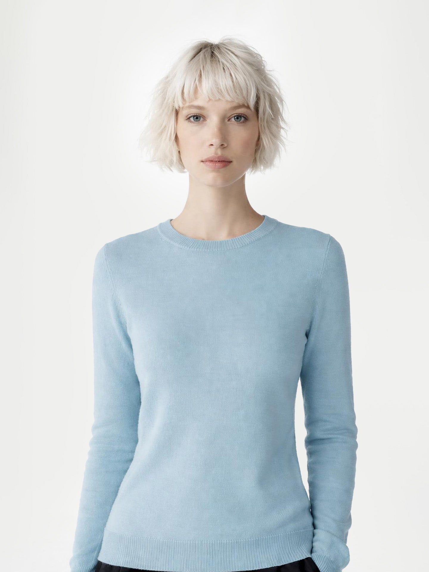 Женский свитер Gobi Cashmere Essential Cashmere Crewneck, цвет: Синий облачный синий — фото 5