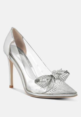 Women Erika Rhinestones Embellished Clear Pump Shoes