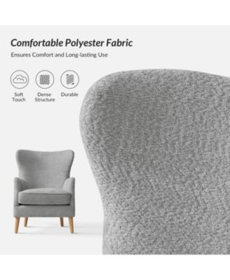 Caden 28.5" Modern Boucle Wingback Armchair With Solid Wood Legs