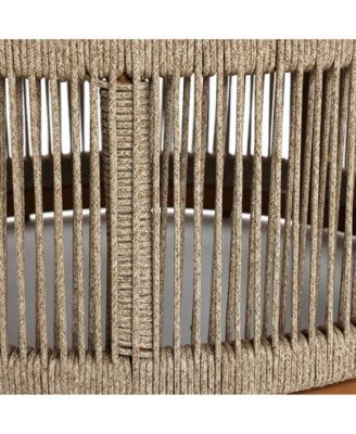 Outdoor Acacia Wood Rope Sides Round Drum Coffee Table