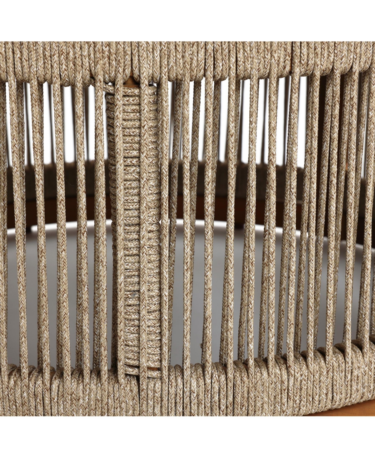 LuxenHome Outdoor Acacia Wood Rope Sides Round Drum Coffee Table