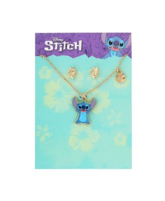 Stitch Jewelry Set - Stitch Necklace and Leaf Earrings