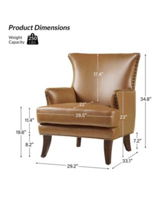 Aviles 29.2" W Leather Wingback Armchair