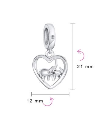 I Love You Heart Elephant Charm Bead Sterling Silver European Bracelet