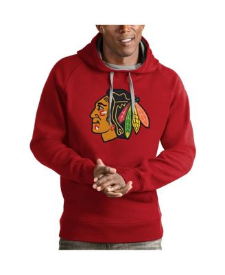 Antigua - Men's Red Chicago Blackhawks Logo Victory Pullover Hoodie