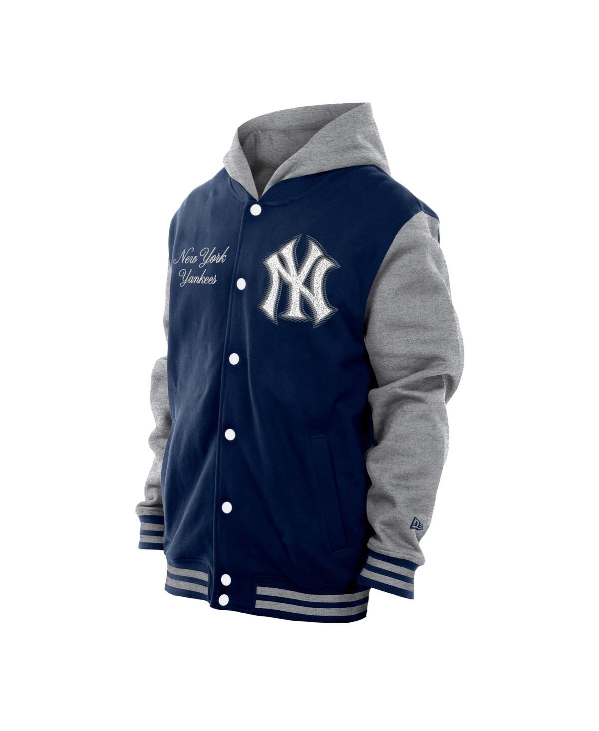NEW ERA MEN'S NAVY NEW YORK YANKEES THROWBACK PREP FULL-SNAP HOODIE JACKET 
