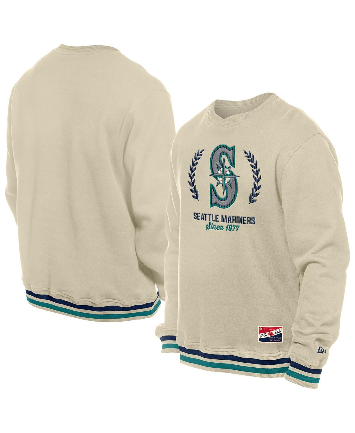 Shop New Era Men's Cream Seattle Mariners Throwback Pullover Sweatshirt