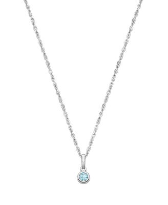 Girls Sterling Silver tB Birthstone Necklace