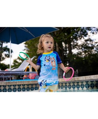 Baby Boys UPF 50+ Pullover Rash Guard Swim Trunks Outfit Set