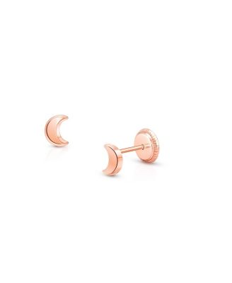 14K Gold Moonlight Studs Screw Back Earrings