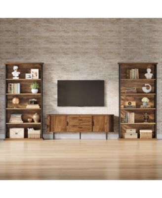 6-Tier Bookshelf Set of 2 – Industrial Freestanding Bookcases with Metal Frame & Open Shelves for Home Office or Living Room