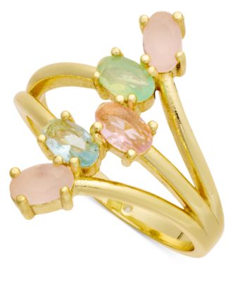 Gold-Tone Mixed Color Oval Crystal Multi-Row Ring, Exclusively at Macy's