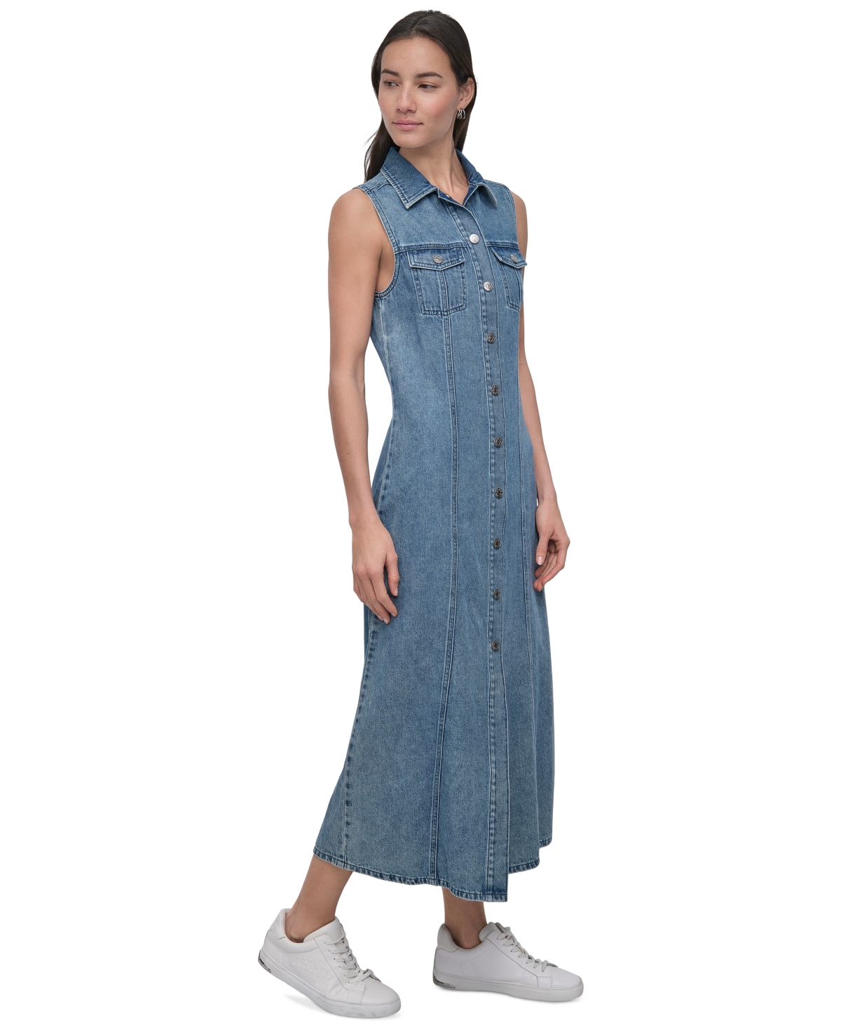 DKNY JEANS WOMEN'S SLEEVELESS DENIM MAXI DRESS 