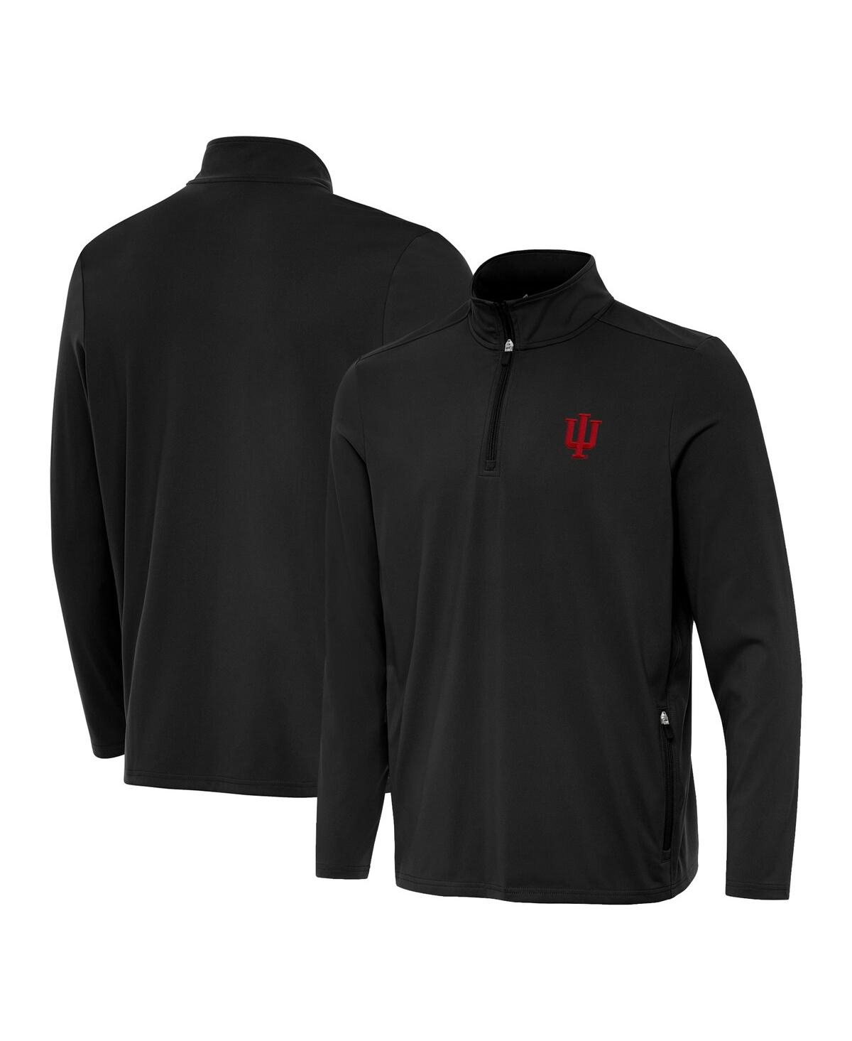 Antigua Men's Black Indiana Hoosiers Perilous Quarter-Zip Pullover Top - Black