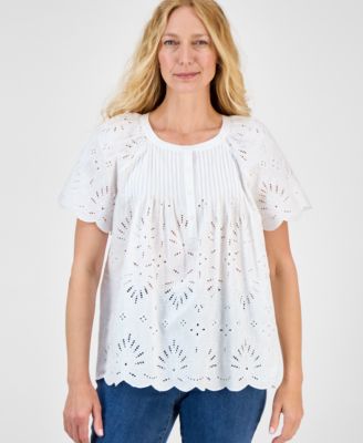 Style & Co - Women's Eyelet Cotton Top, Exclusively at Macy's