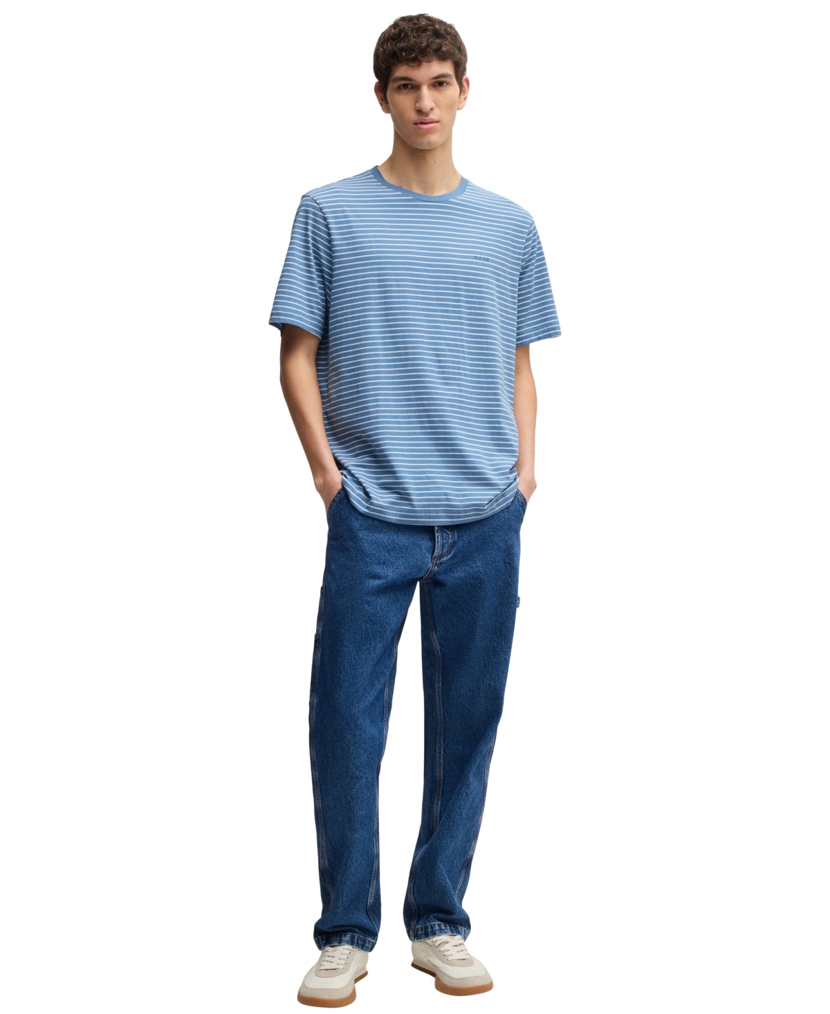 Hugo Boss Boss By  Men's Relaxed-fit Cotton T-shirt In Open Blue