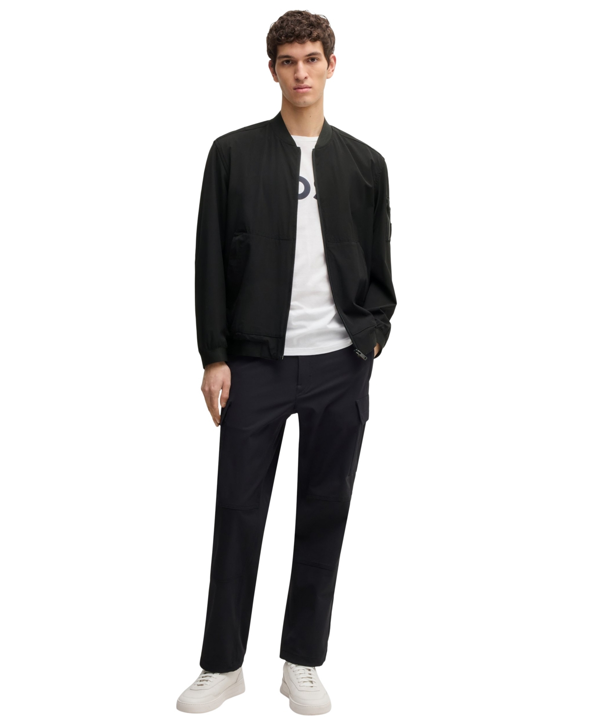 HUGO BOSS BOSS BY HUGO BOSS MEN'S FOUR-WAY STRETCH SOFTSHELL BOMBER JACKET 