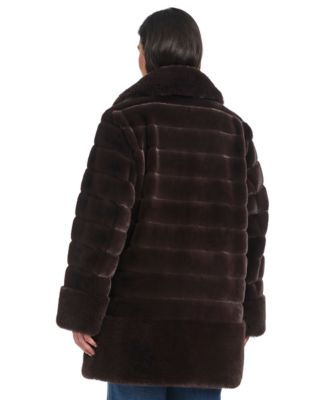 Plus Size Faux-Fur Notched-Collar Coat