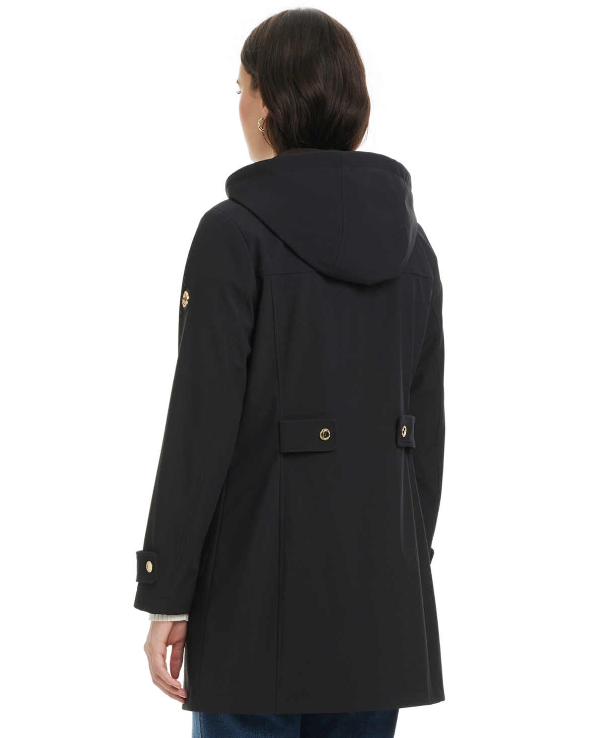 Jones New York Women's Hooded Corduroy-collar Softshell Coat, Exclusively At Macy's In Black