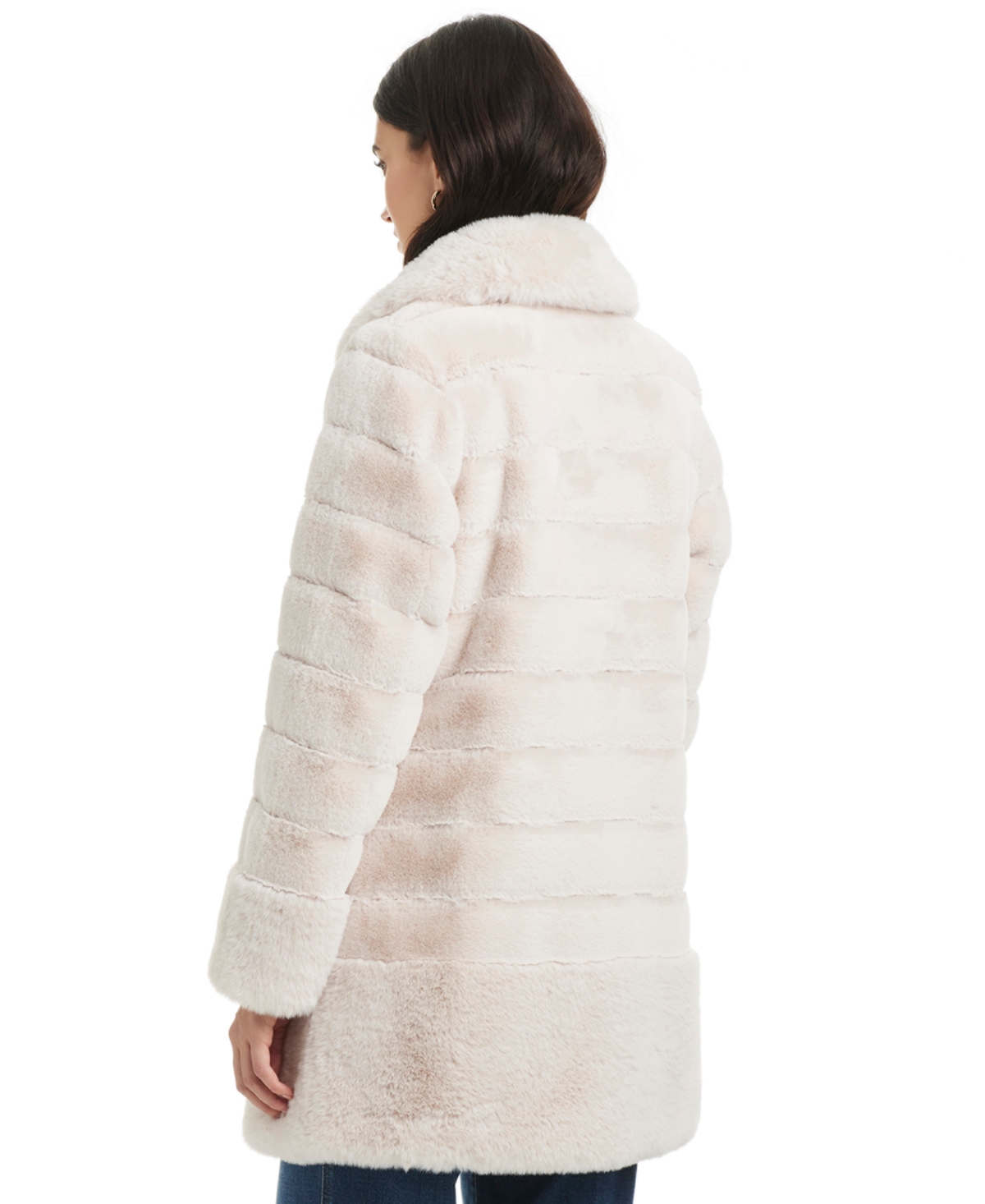 Jones New York Petite Notched-collar Faux-fur Coat In Neutral