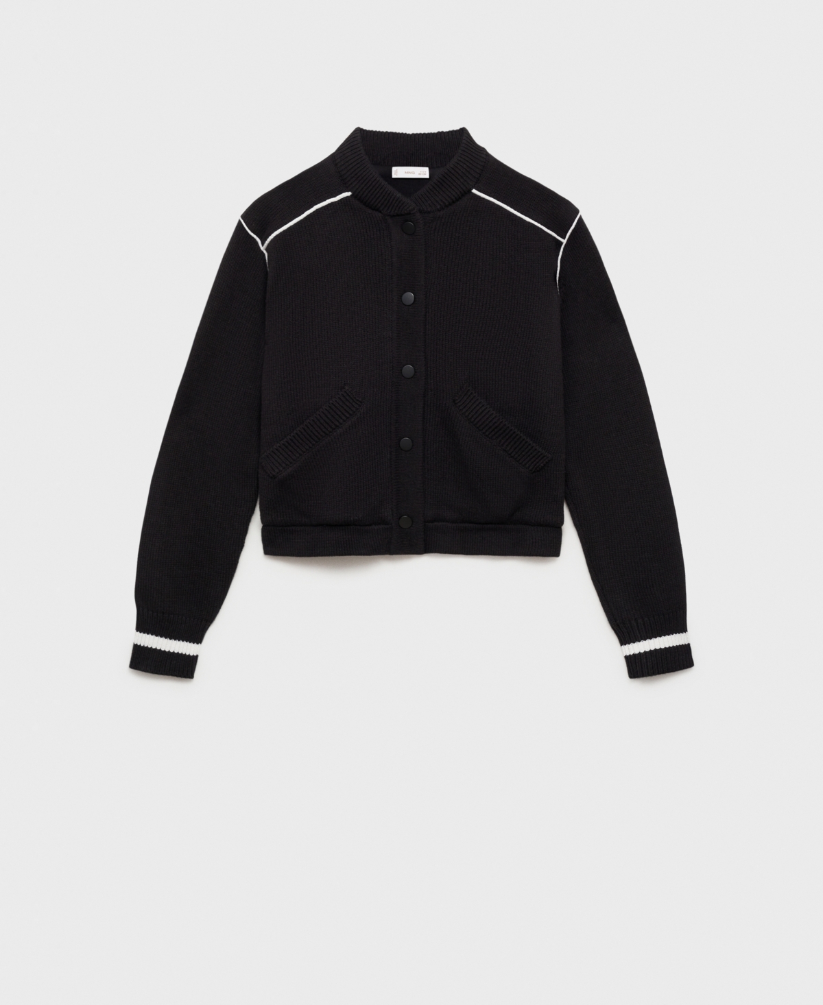 Women's Knitted Bomber Jacket - Black