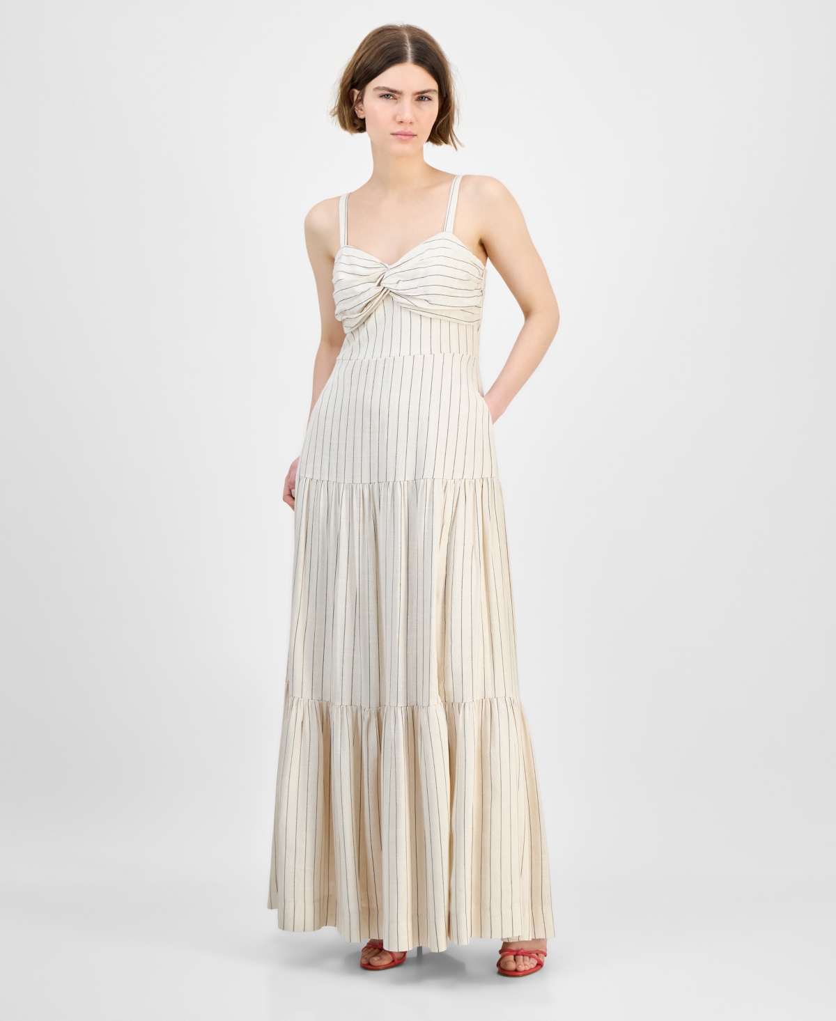 Women's Sweetheart-Neck Fit & Flare Maxi Dress - Bone Black