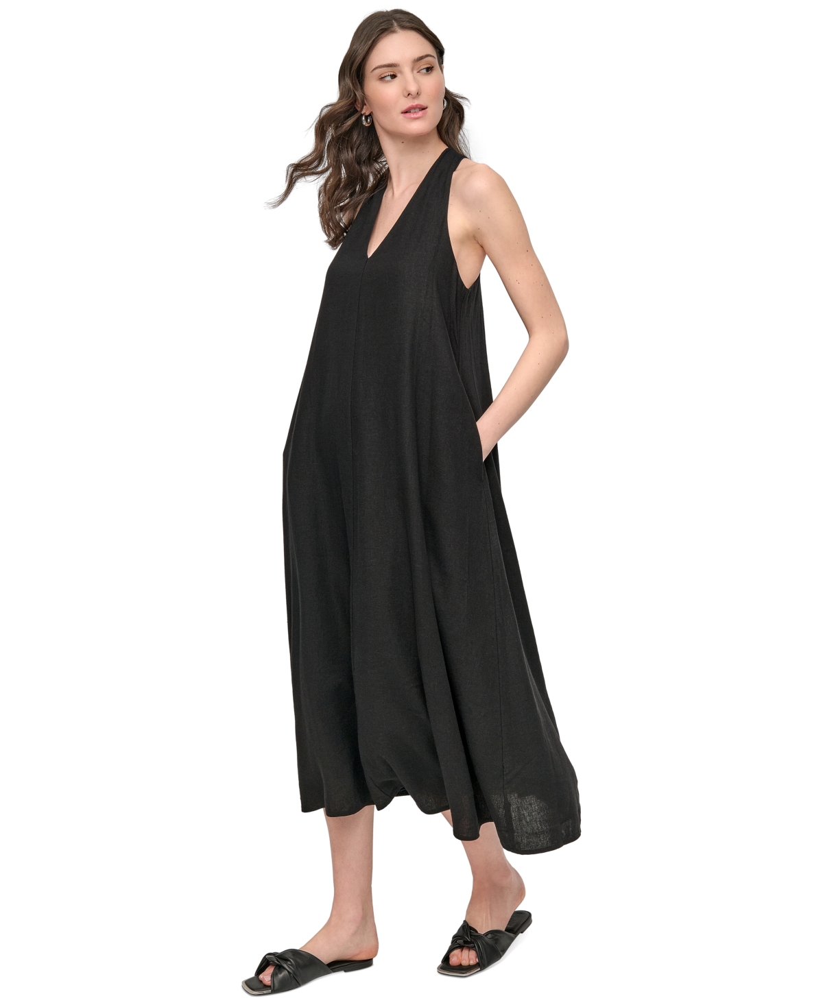 DKNY JEANS WOMEN'S V-NECK RACERBACK SWING DRESS 