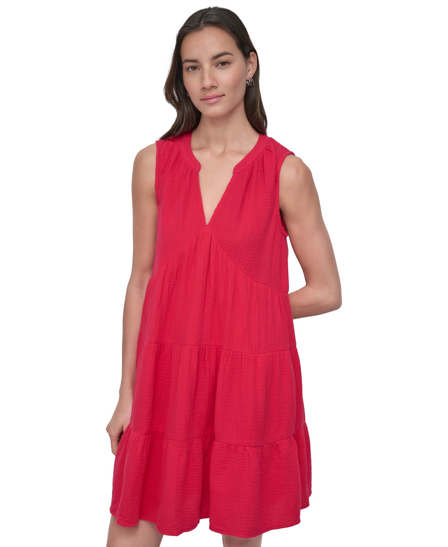 Женское платье DKNY Jeans Double Crepe Gauze Sleeveless Mini, цвет: Azalea — фото 3