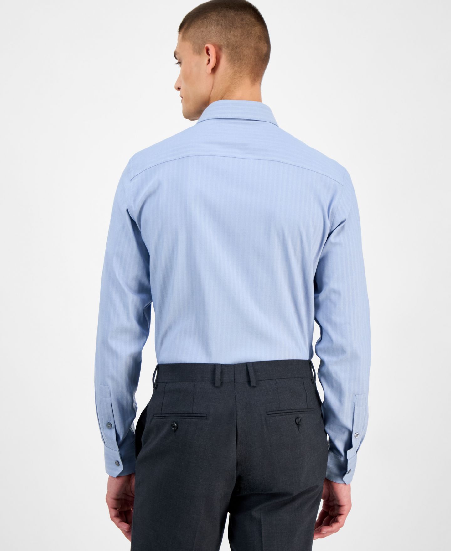 Мужская рубашка Alfani Slim-Fit Herringbone Dress Shirt, цвет: Quiet Harbor — фото 2