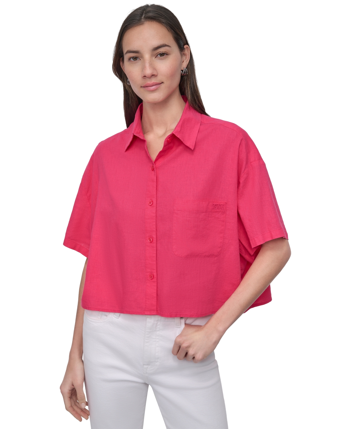 Women's Oversized Cropped Shirt - Ivy - Ivory