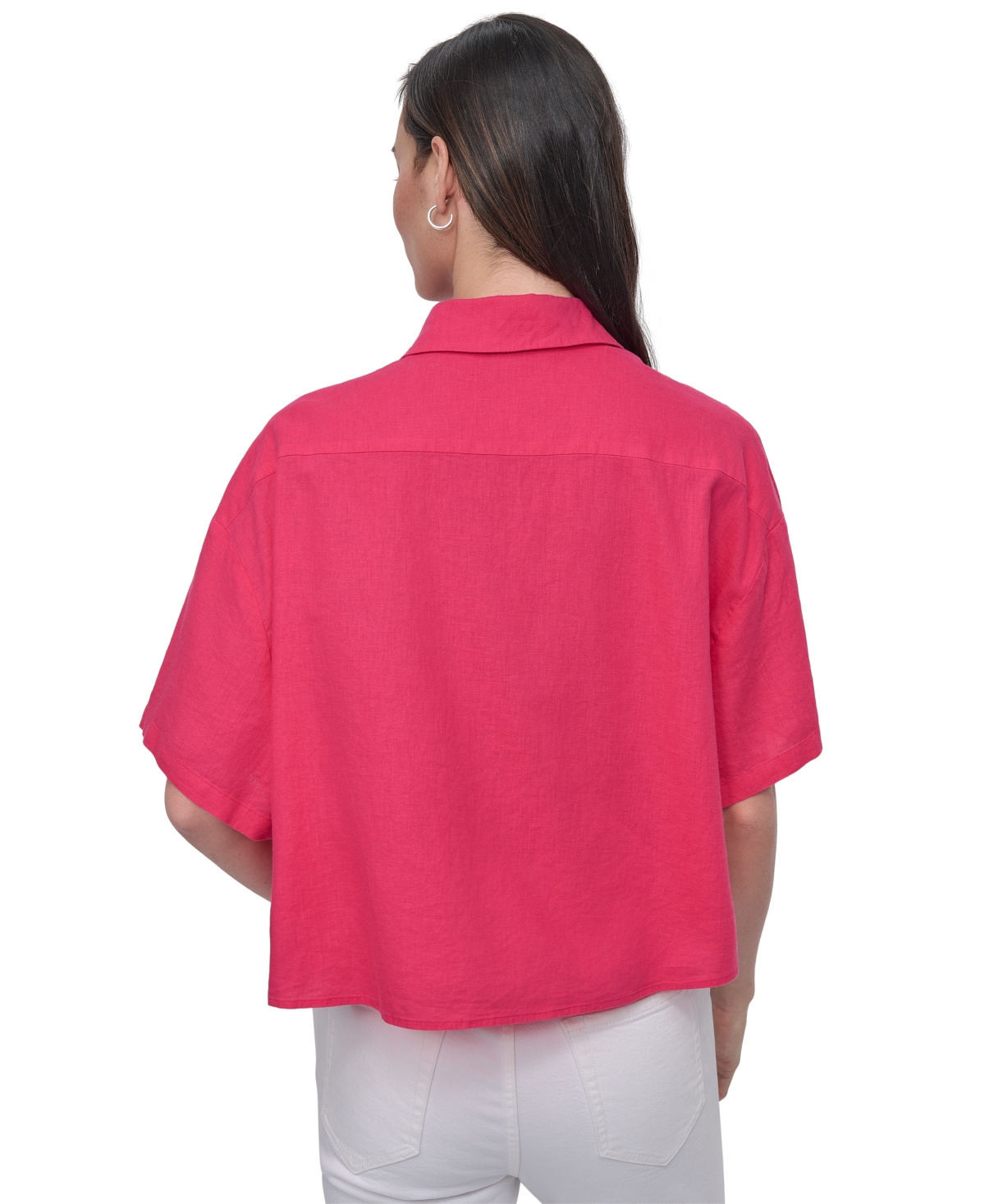 DKNY JEANS WOMEN'S OVERSIZED CROPPED SHIRT 