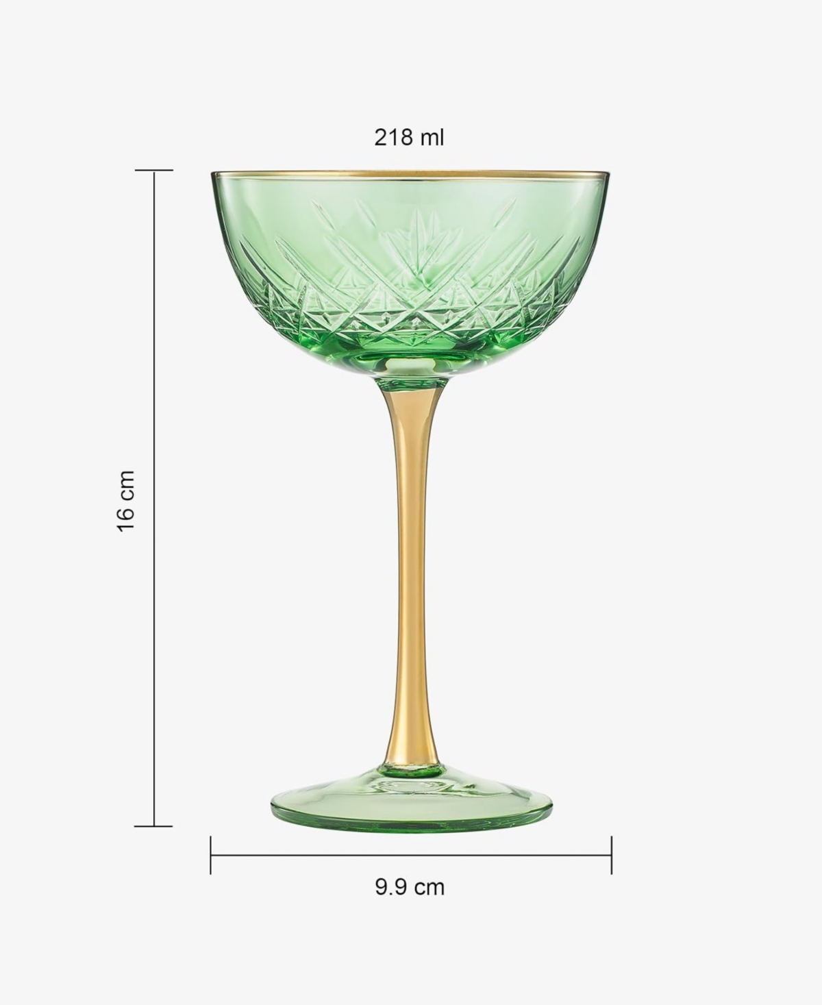 The Wine Savant Vintage Art Deco Coupe Glasses, Set Of 2 In Green