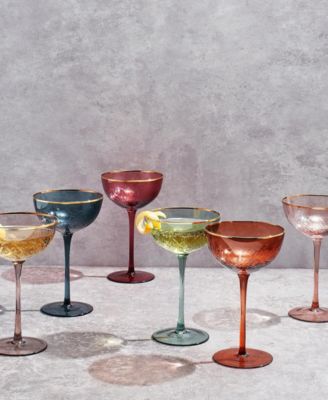 Vintage Art Deco Coupe Glasses, Set of 6