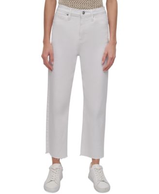 Women's High-Rise Classic Straight-Leg Raw-Hem Jeans