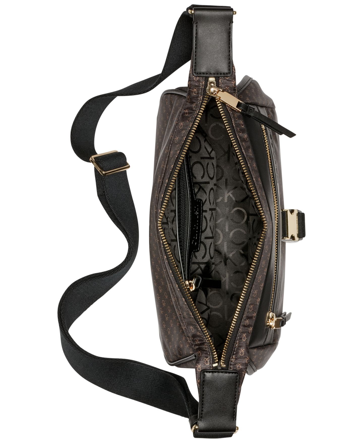 Женская сумка Calvin Klein Elora Nylon Mini Signature Top Zipper Crossbody, цвет: Хаки / Чёрный — фото 4