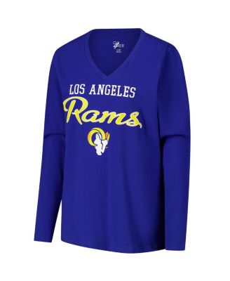 Women's Royal Los Angeles Rams Post Season Long Sleeve V-Neck T-Shirt