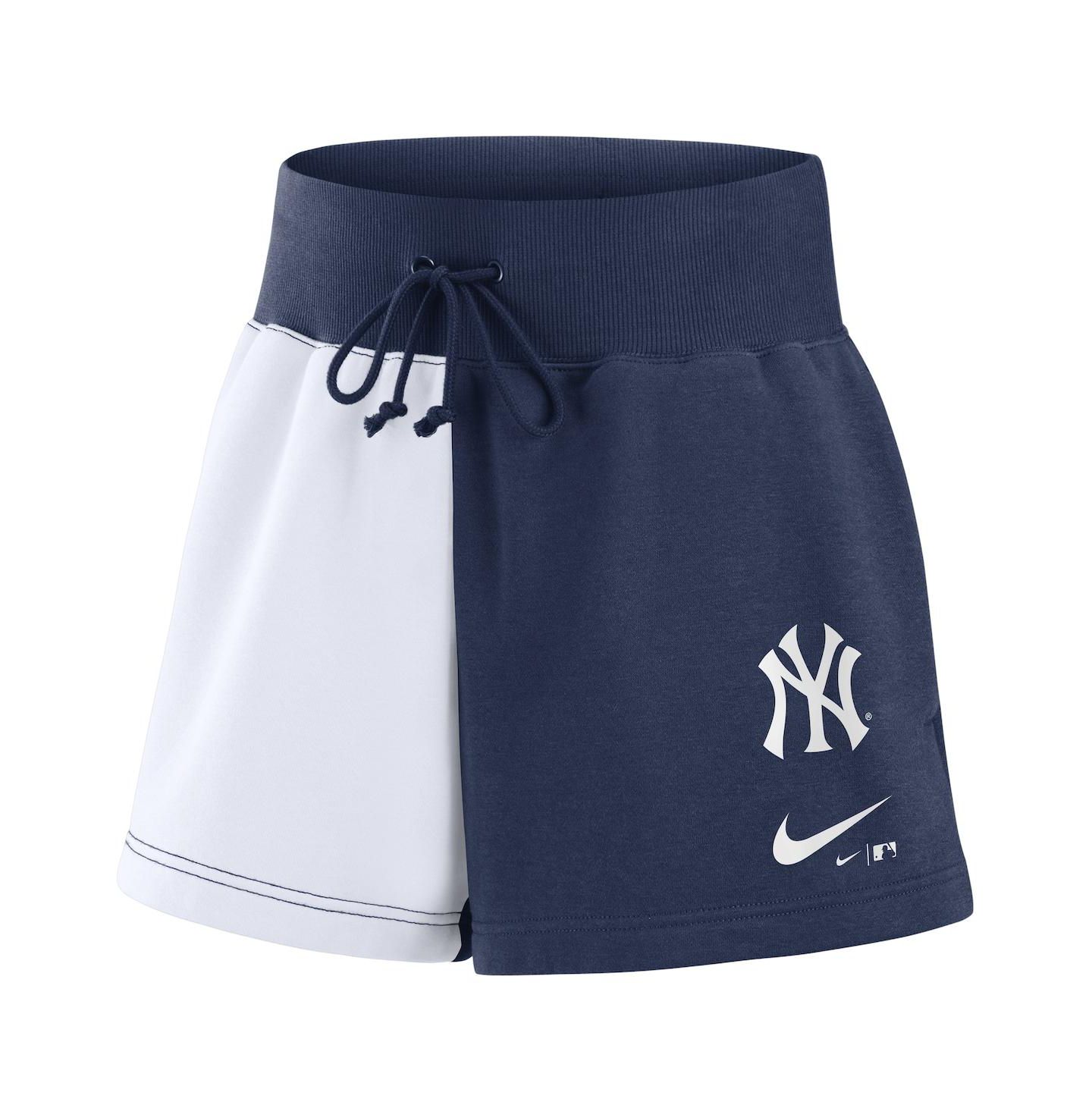 Женские флисовые домашние шорты Nike New York Yankees Phoenix, Navy/White — фото 2