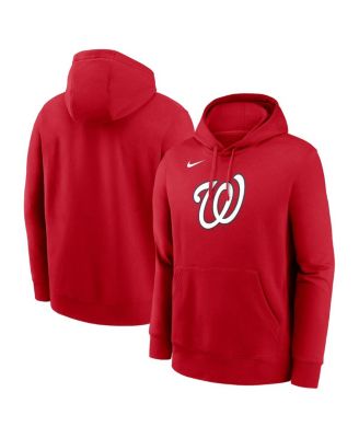 Nike - Men's Red Washington Nationals Logo Club Fleece Pullover Hoodie