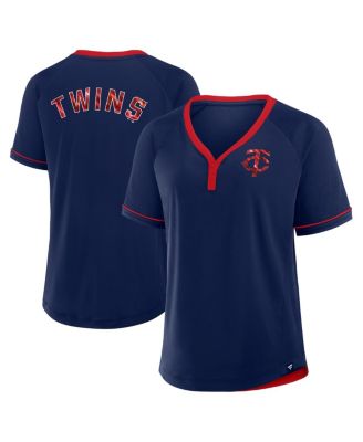 Fanatics - Women's Navy Minnesota Twins League Diva Star Raglan V-Neck T-Shirt