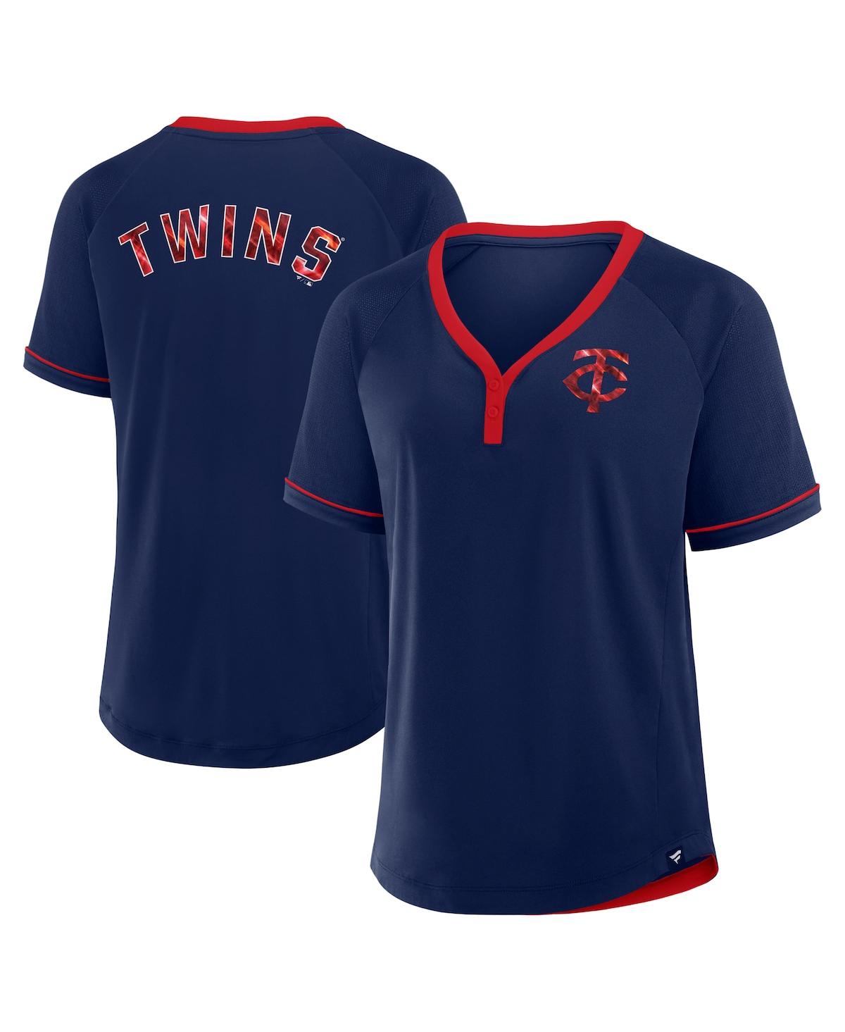 Fanatics Women's Navy Minnesota Twins League Diva Star Raglan V-neck T-shirt In Navy