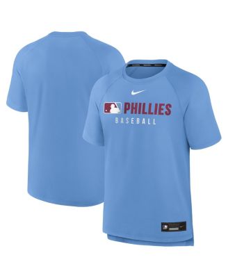 Nike - Men's Light Blue Philadelphia Phillies Authentic Collection Pregame Raglan Performance T-Shirt