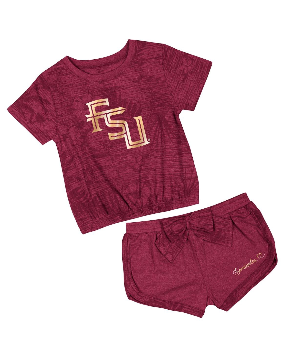 Colosseum Toddler 2-piece Garnet Florida State Seminoles Fern T-shirt And Shorts Set In Garnet