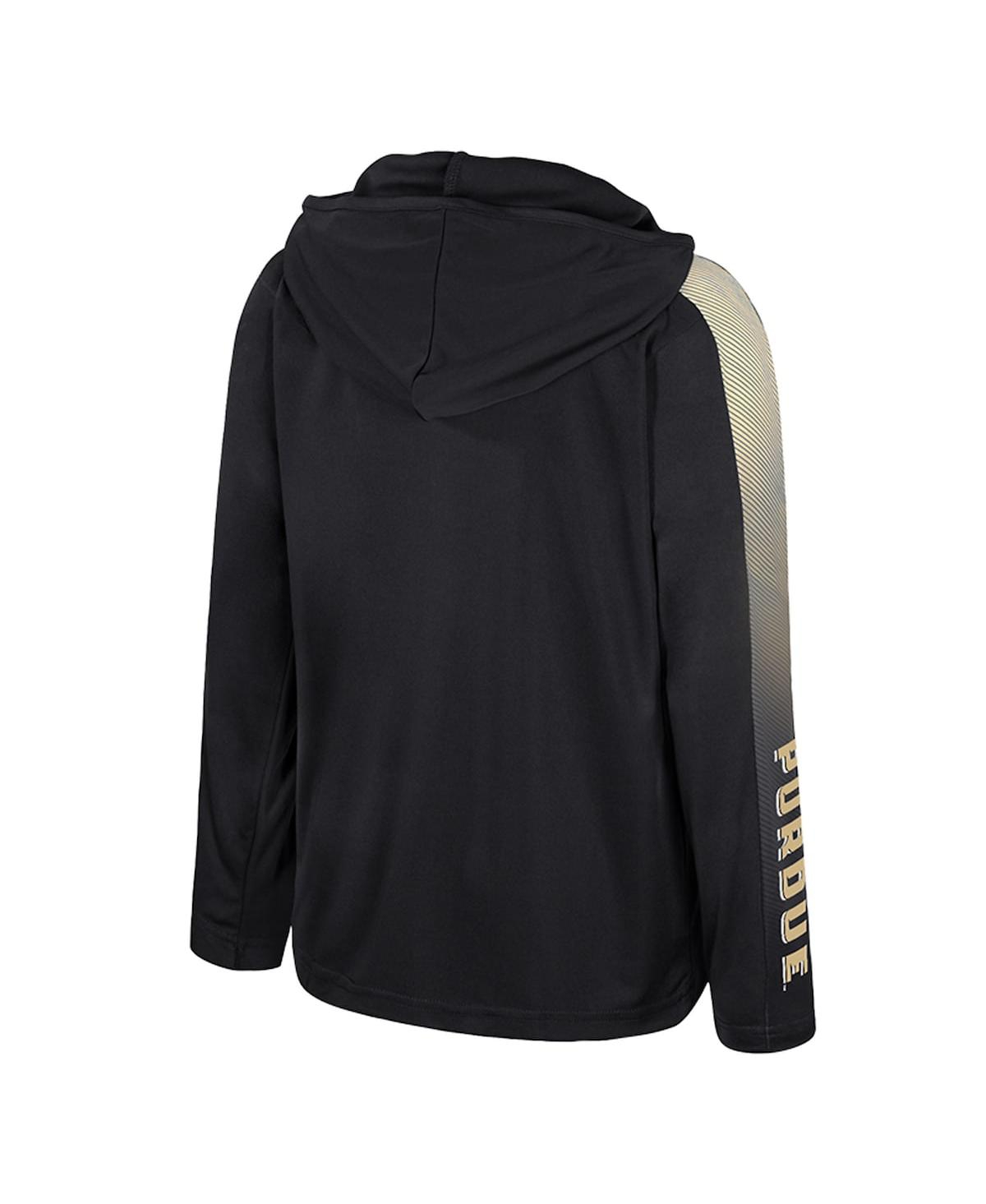 Colosseum Big Boys And Girls Black Purdue Boilermakers Lumen Long Sleeve Quarter-zip Hooded Windshirt In Black