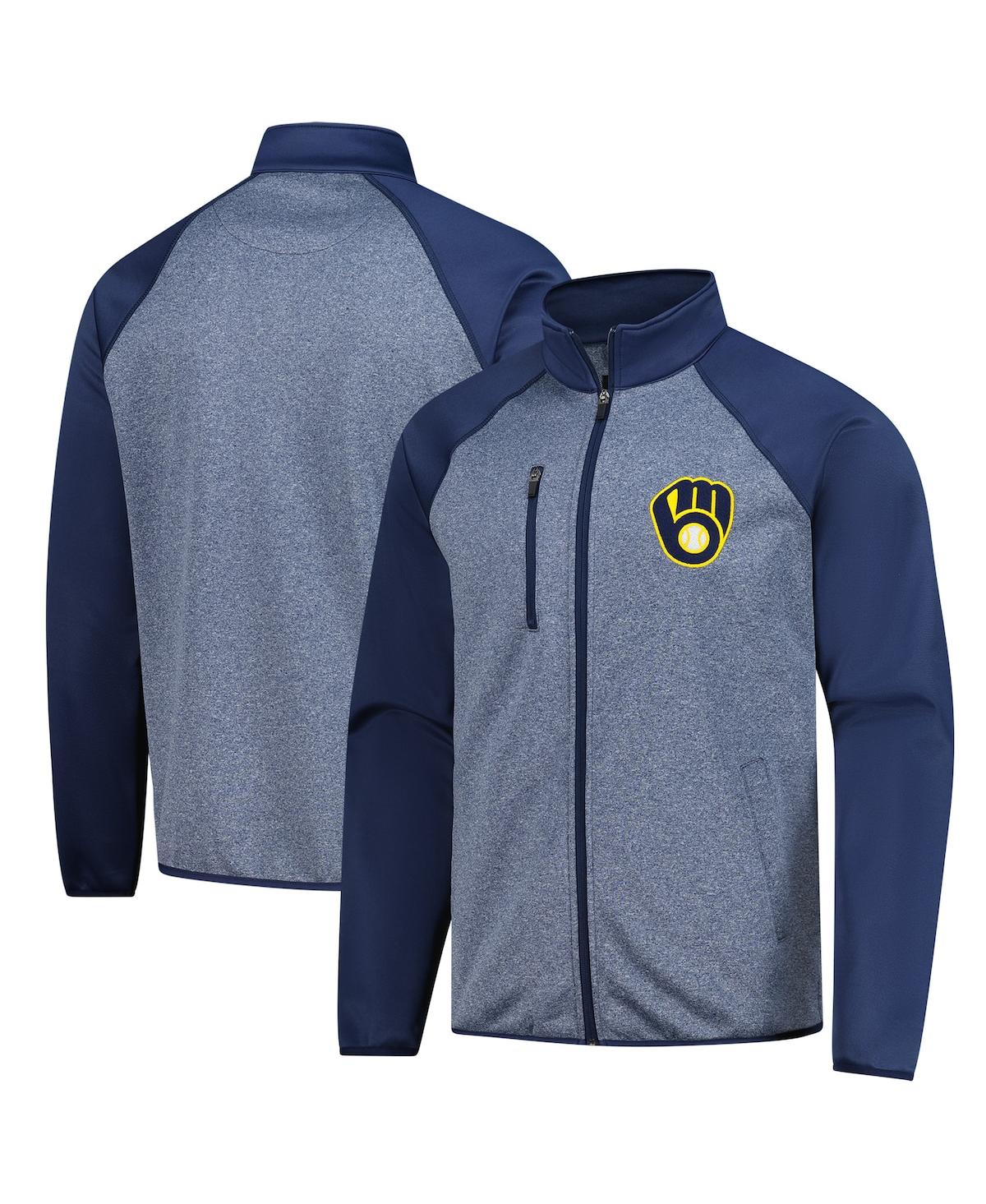 Men's Navy Milwaukee Brewers Runners Raglan Full Zip Track Jacket - Navy