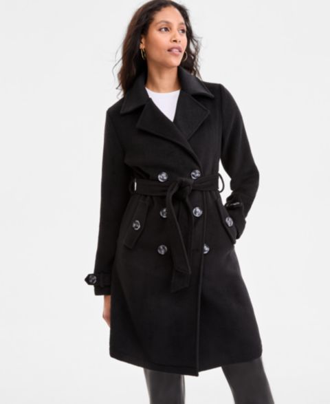 Женские куртки Steve Madden Double-Breasted Belted Trench Coat