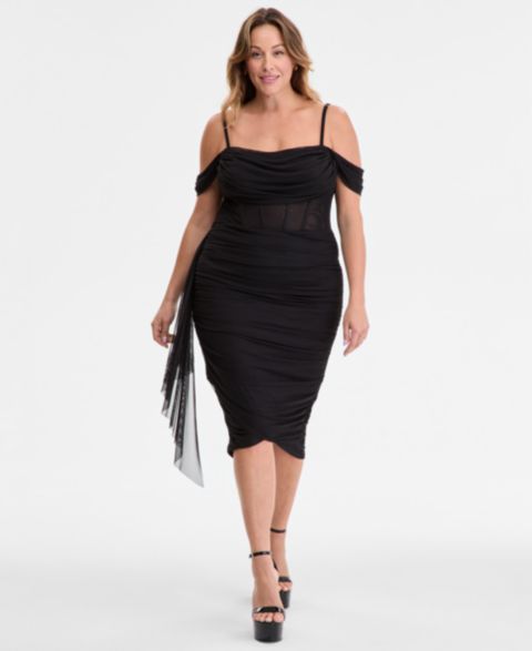 Женское платье City Studios Trendy Plus Size Corset Midi, цвет: Чёрный